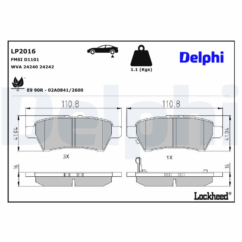 Delphi Diesel Remblokset LP2016