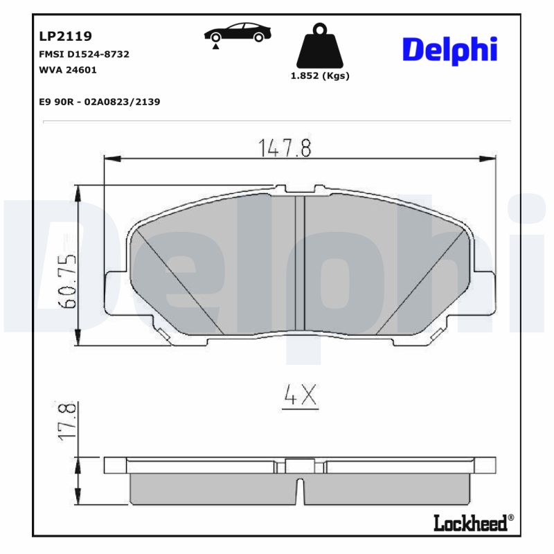 Delphi Diesel Remblokkenset, schijfrem LP2119