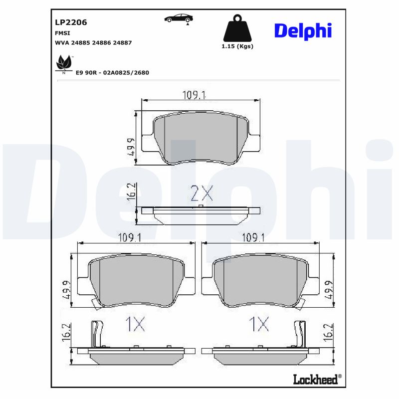 Delphi Diesel Remblokset LP2206
