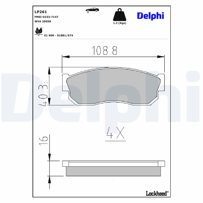 Delphi Diesel Remblokset LP261