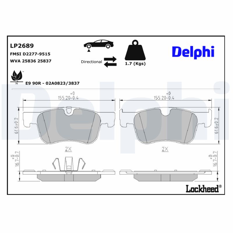 Delphi Diesel Remblokset LP2689