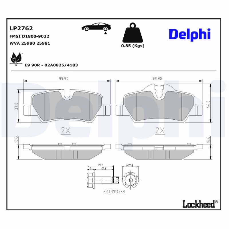 Delphi Diesel Remblokset LP2762