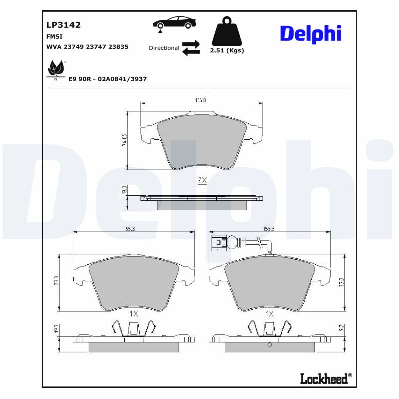 Remblokset Delphi Diesel LP3142