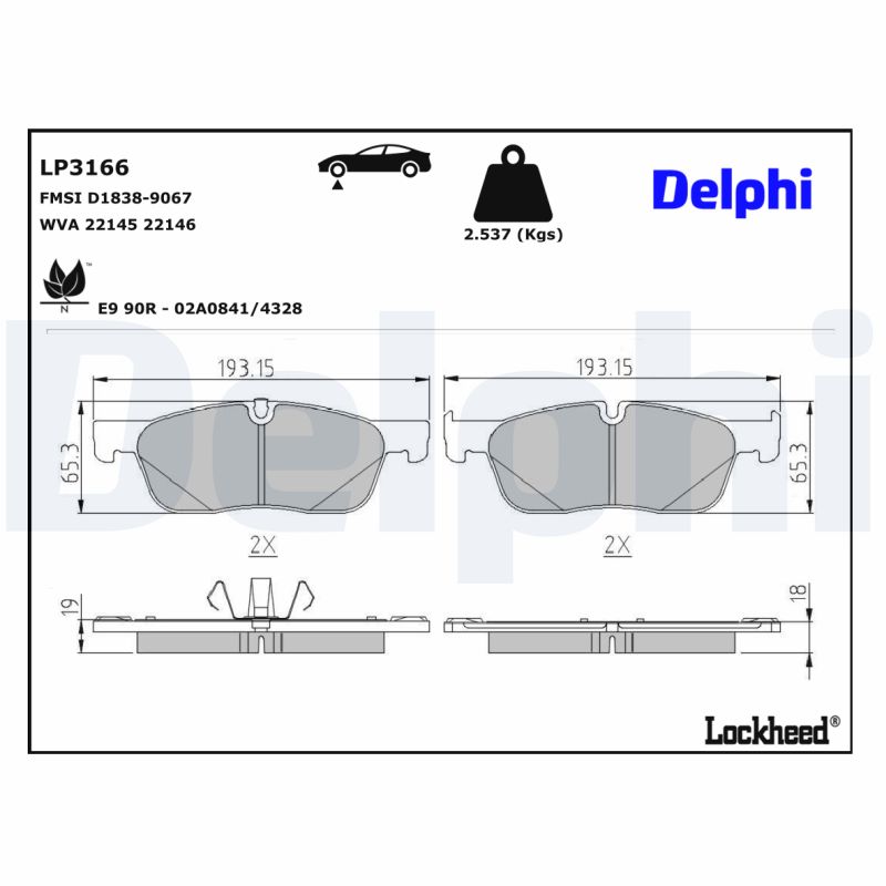 Delphi Diesel Remblokset LP3166