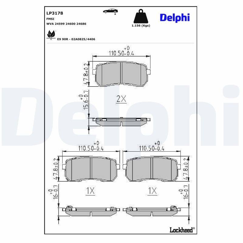 Remblokset Delphi Diesel LP3178