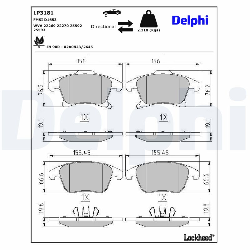 Delphi Diesel Remblokset LP3181