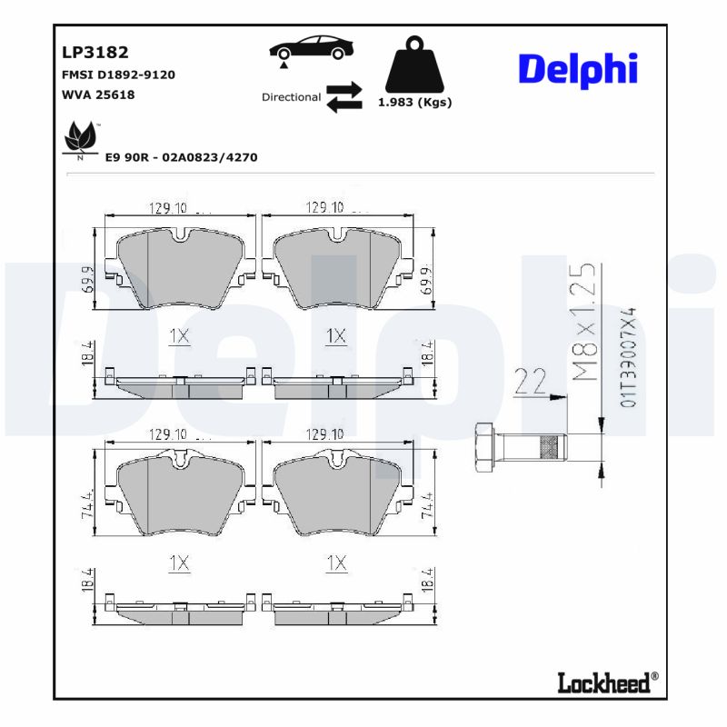 Delphi Diesel Remblokset LP3182