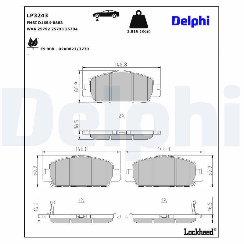 Delphi Diesel Remblokset LP3243