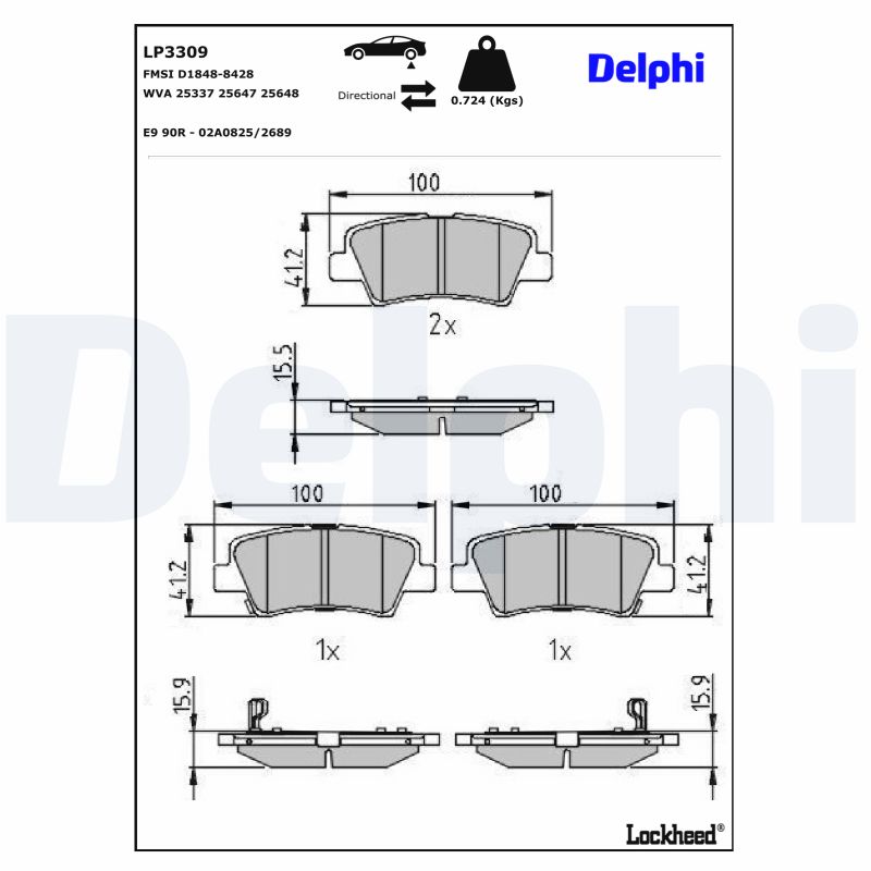 Delphi Diesel Remblokset LP3309