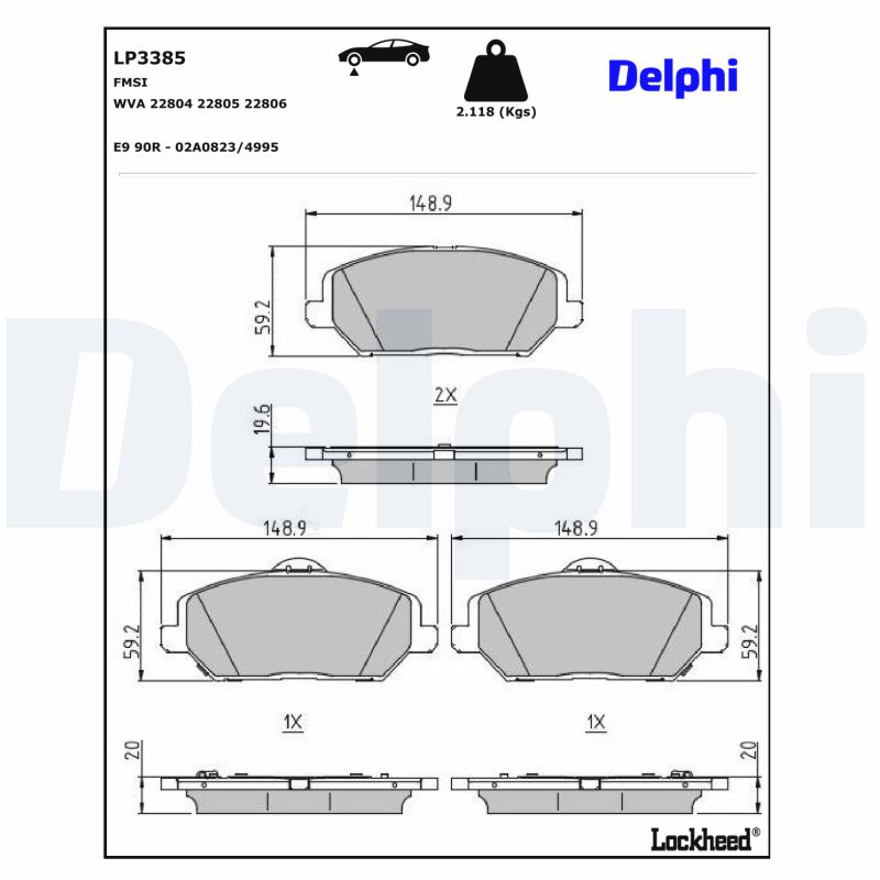 Delphi Diesel Remblokset LP3385