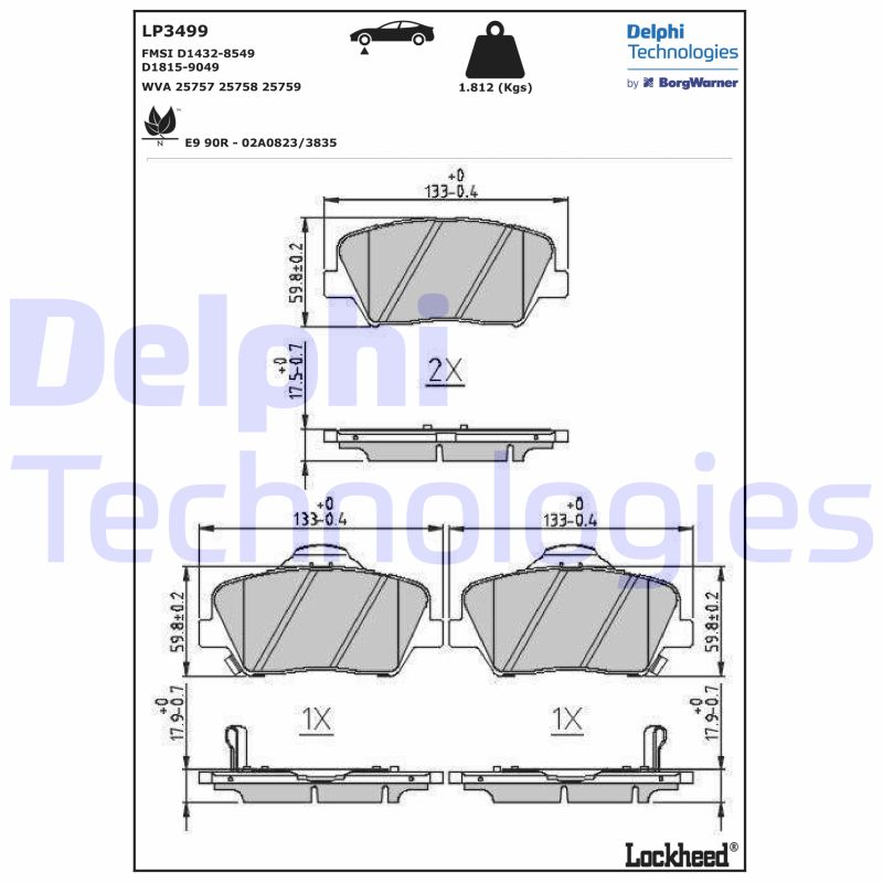 Remblokset Delphi Diesel LP3499