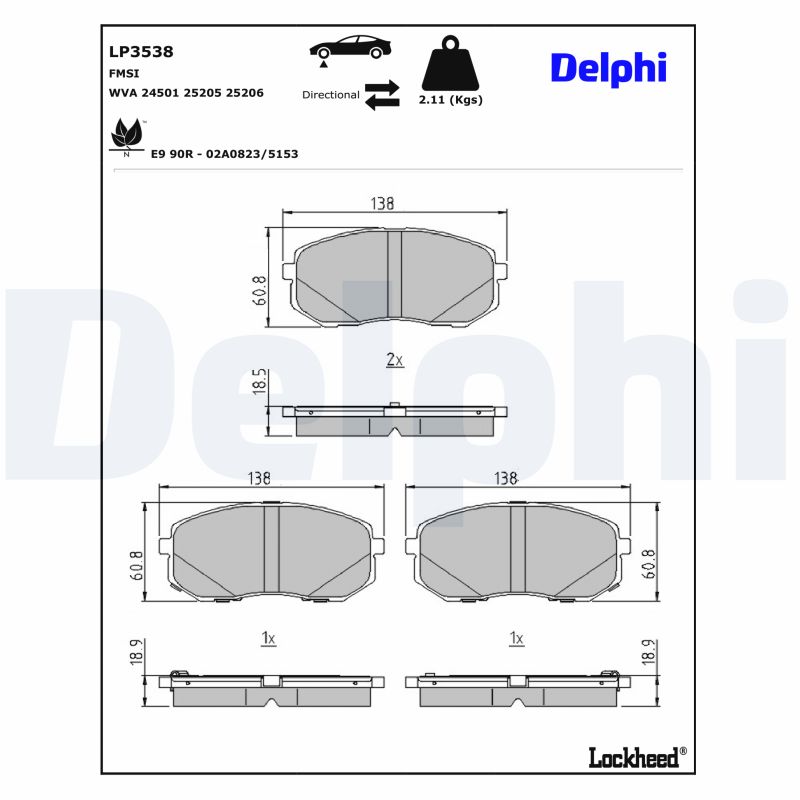 Delphi Diesel Remblokset LP3538