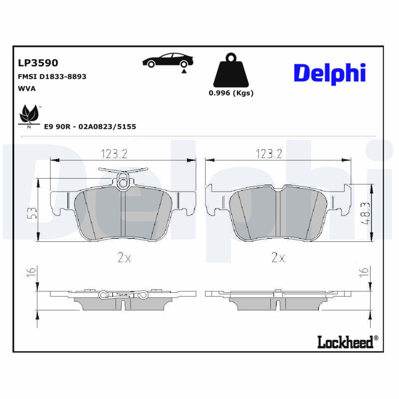 Delphi Diesel Remblokset LP3590