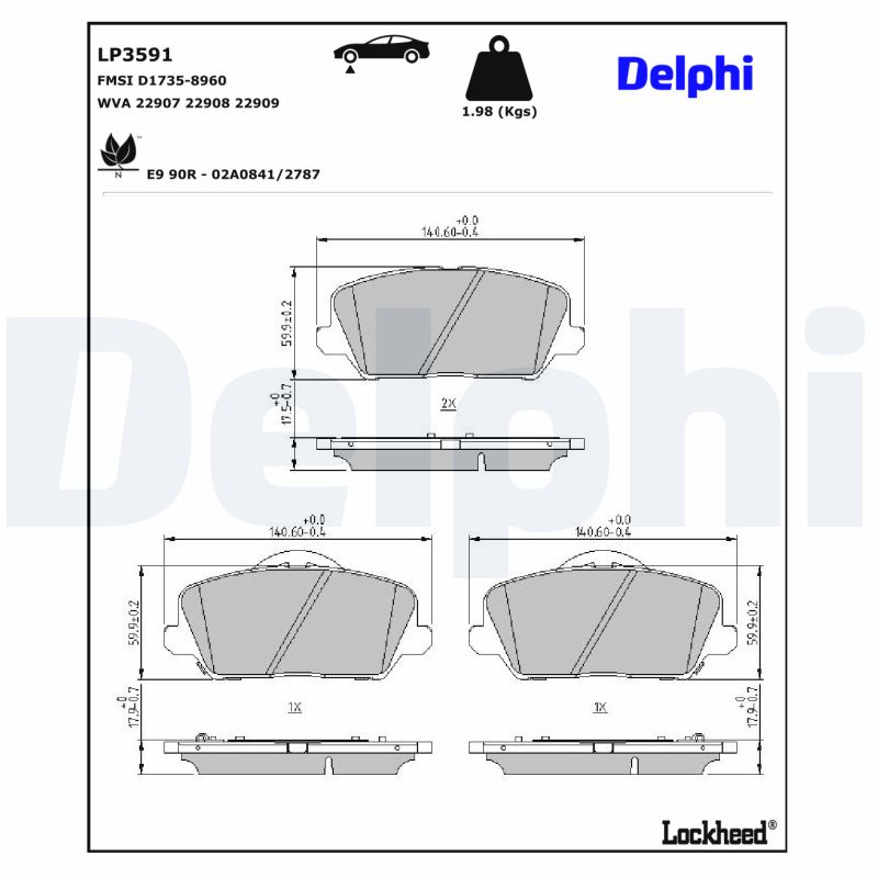 Delphi Diesel Remblokset LP3591