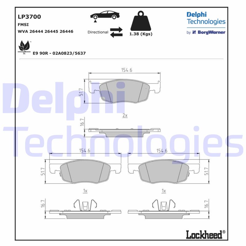 Remblokset Delphi Diesel LP3700