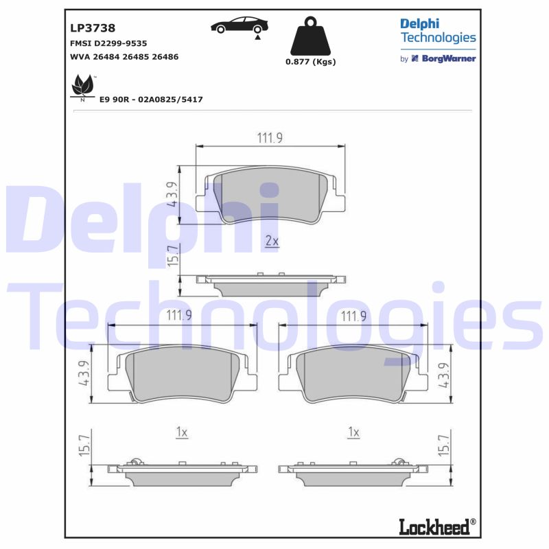 Remblokset Delphi Diesel LP3738