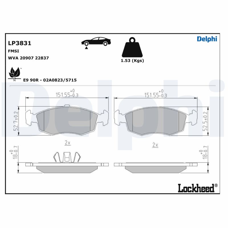 Remblokset Delphi Diesel LP3831