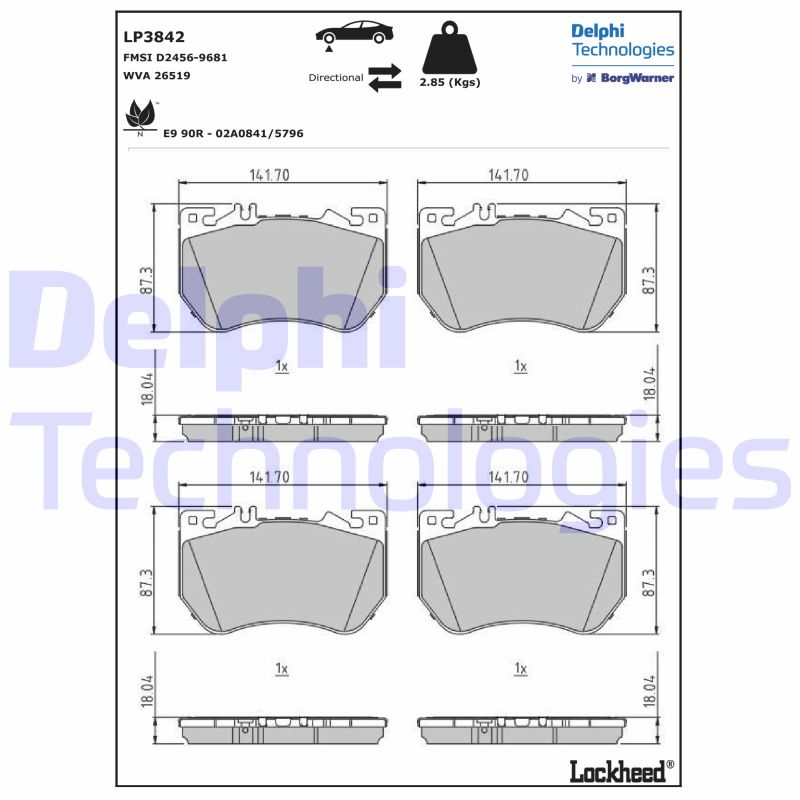 Remblokset Delphi Diesel LP3842