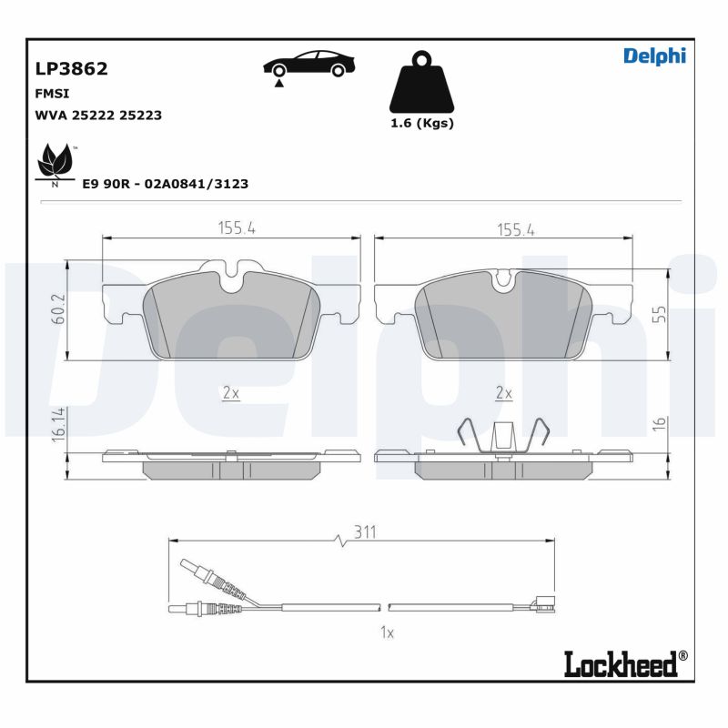 Remblokset Delphi Diesel LP3862