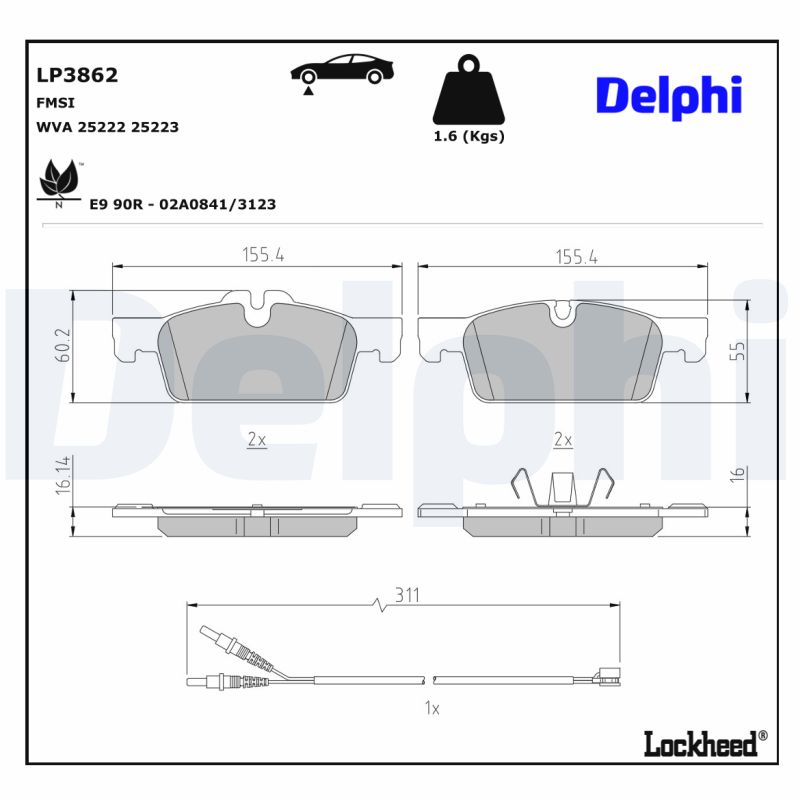 Delphi Diesel Remblokset LP3862
