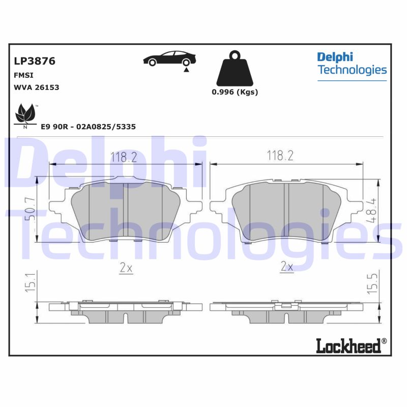 Remblokset Delphi Diesel LP3876