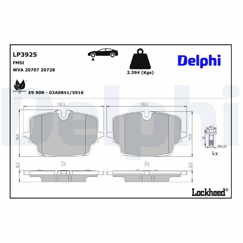 Delphi Diesel Remblokkenset, schijfrem LP3925