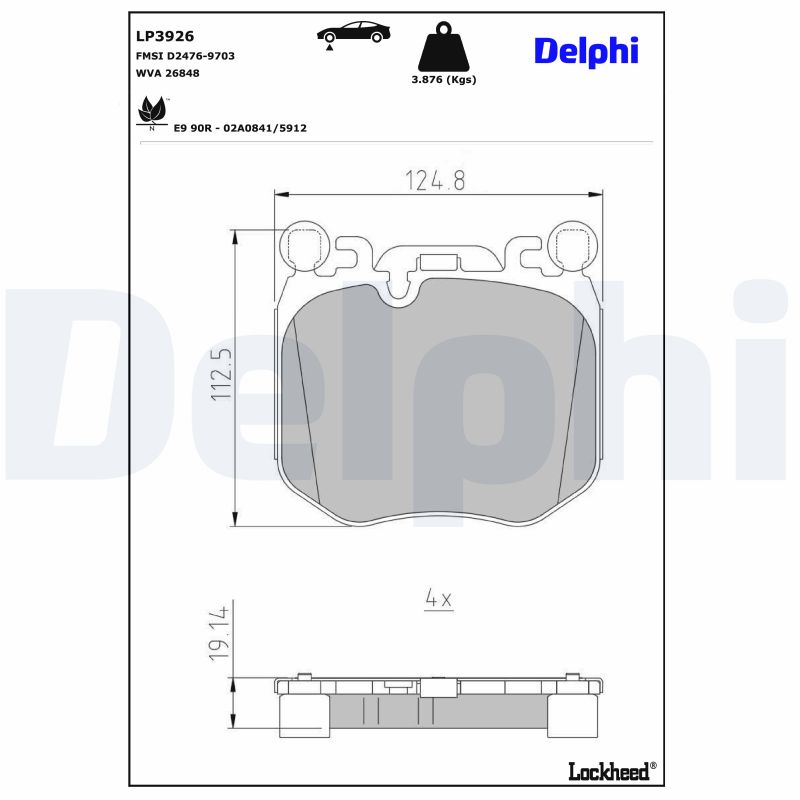 Delphi Diesel Remblokkenset, schijfrem LP3926