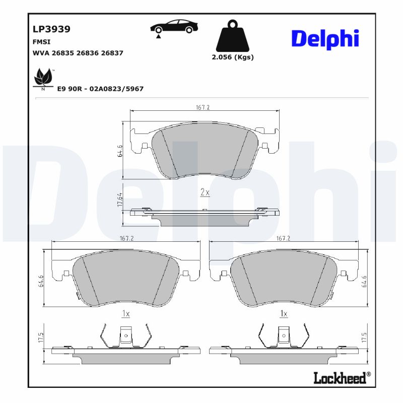 Delphi Diesel Remblokkenset, schijfrem LP3939