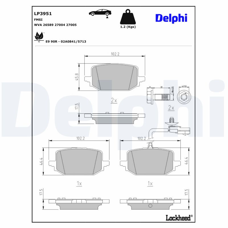 Delphi Diesel Remblokkenset, schijfrem LP3951