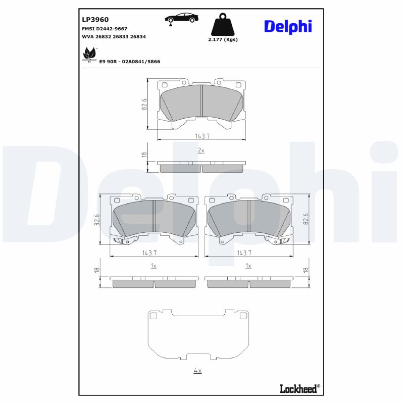 Delphi Diesel Remblokkenset, schijfrem LP3960