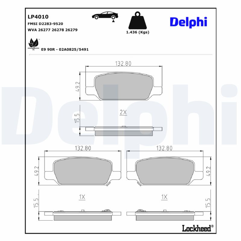Delphi Diesel Remblokkenset, schijfrem LP4010