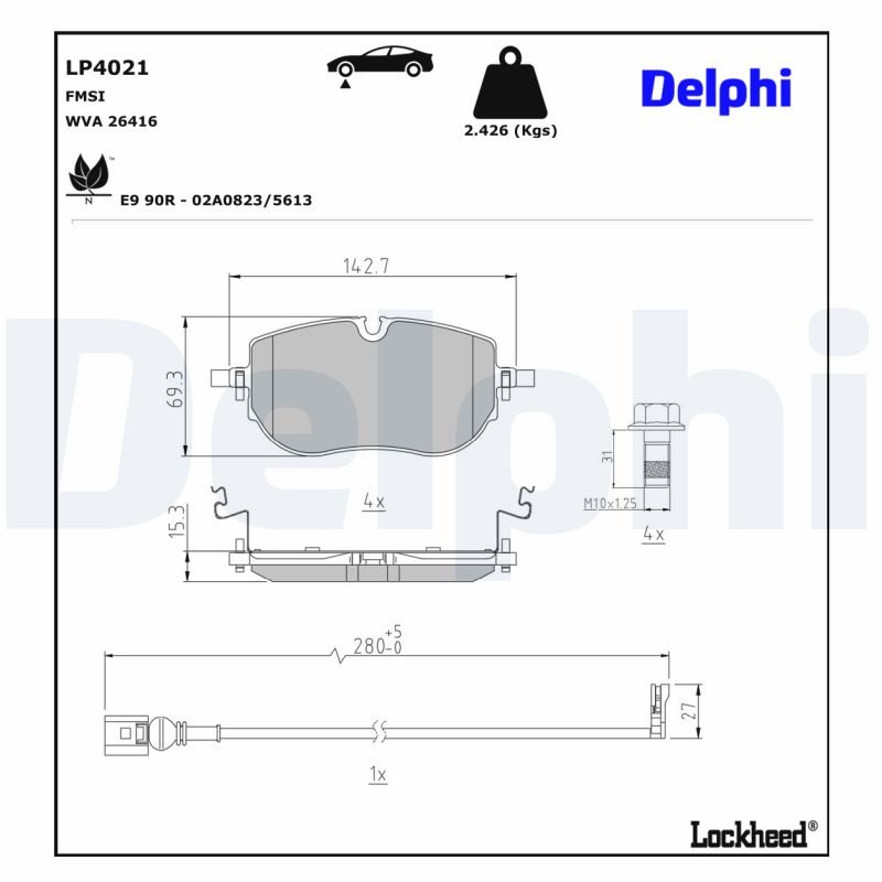 Remblokkenset, schijfrem Delphi Diesel LP4021