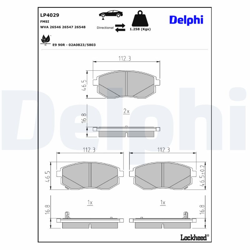 Remblokkenset, schijfrem Delphi Diesel LP4029