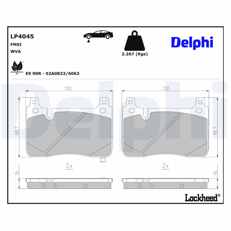 Delphi Diesel Remblokkenset, schijfrem LP4045