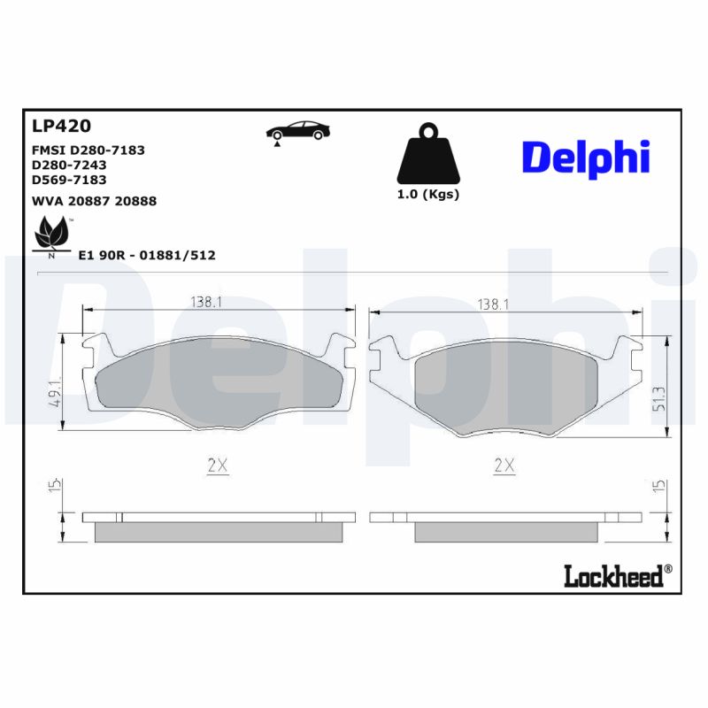 Delphi Diesel Remblokset LP420