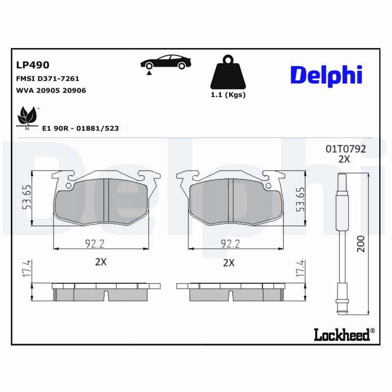 Delphi Diesel Remblokset LP490
