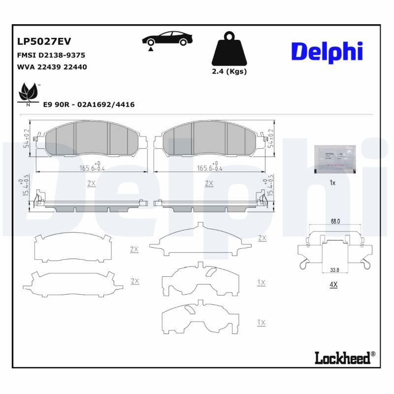 Delphi Diesel Remblokkenset, schijfrem LP5027EV
