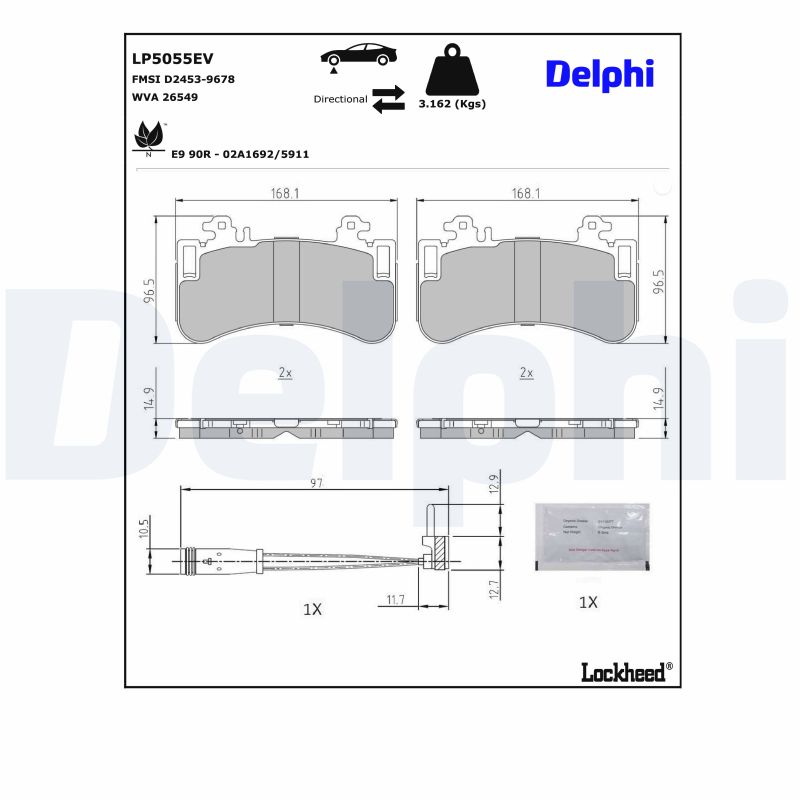 Delphi Diesel Remblokkenset, schijfrem LP5055EV