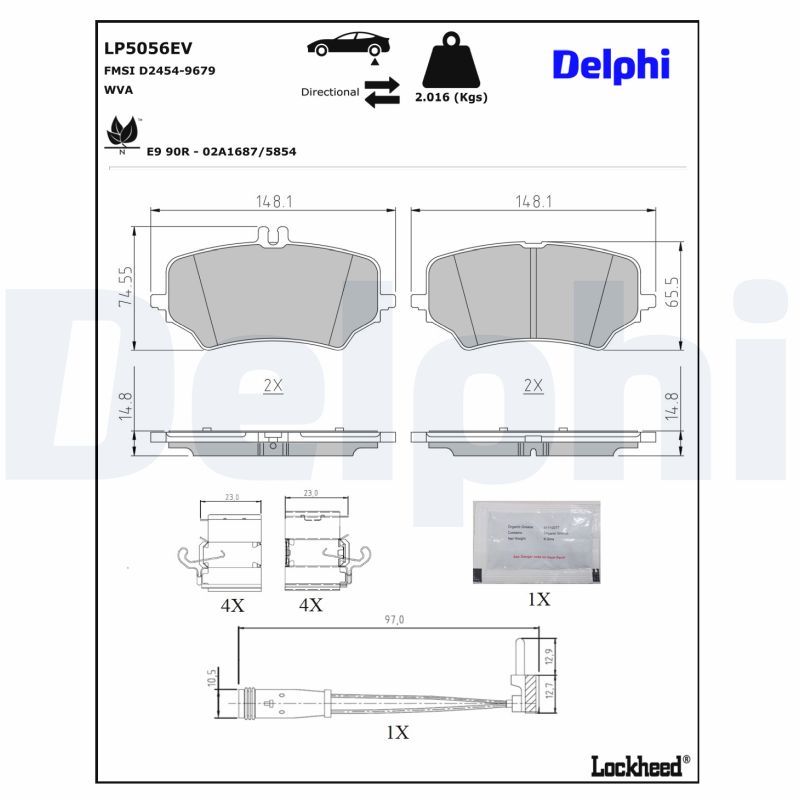 Delphi Diesel Remblokkenset, schijfrem LP5056EV