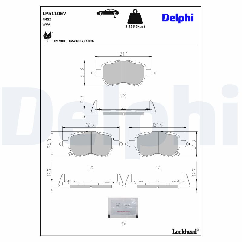 Remblokkenset, schijfrem Delphi Diesel LP5110EV