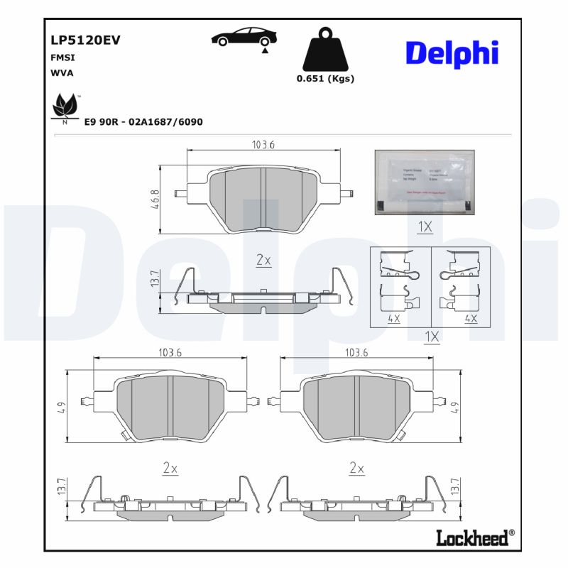 Remblokkenset, schijfrem Delphi Diesel LP5120EV