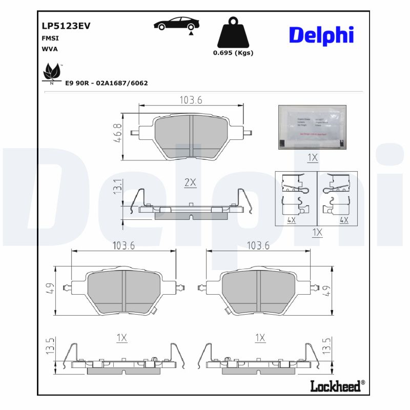 Delphi Diesel Remblokkenset, schijfrem LP5123EV