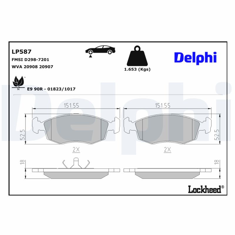 Delphi Diesel Remblokset LP587