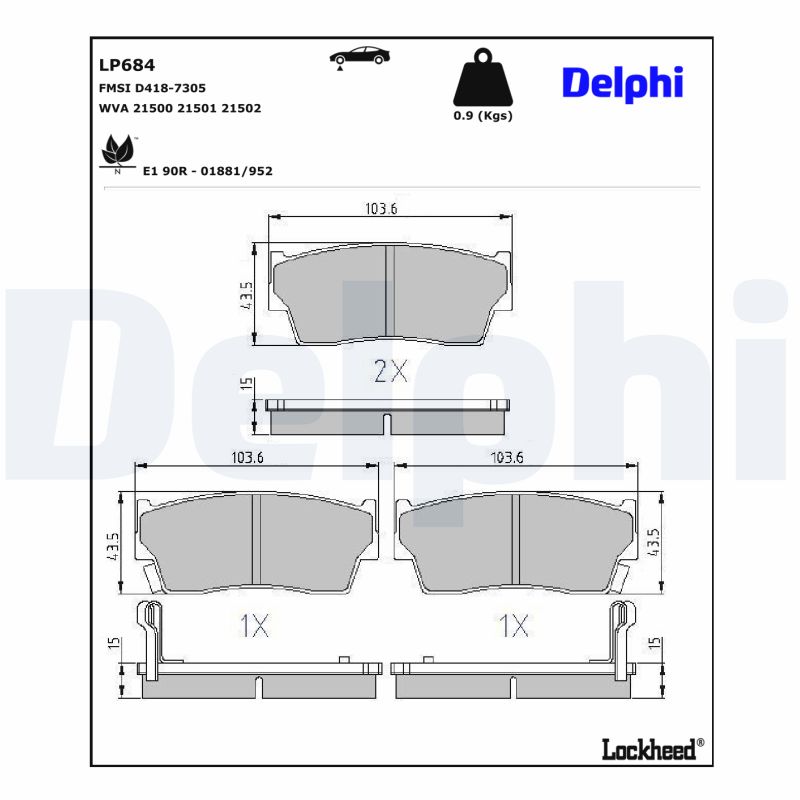 Delphi Diesel Remblokset LP684