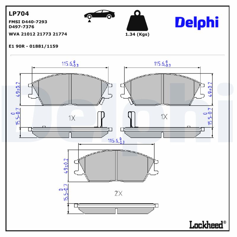Delphi Diesel Remblokset LP704