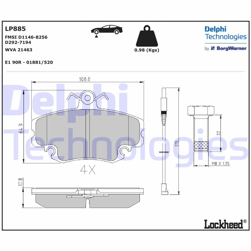 Remblokset Delphi Diesel LP885