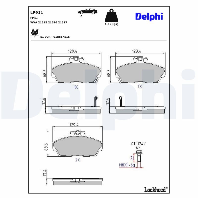 Delphi Diesel Remblokset LP911