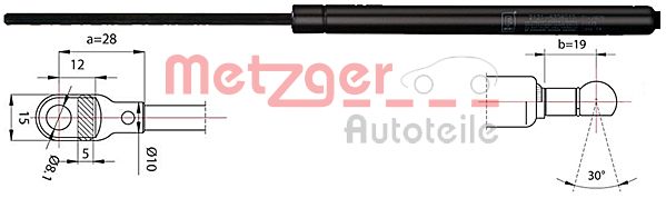 Gasdemper, Achterruit Metzger 2110342