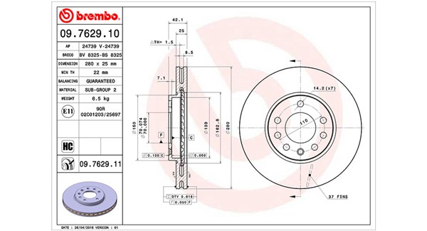 Remschijven Magneti Marelli 360406038800