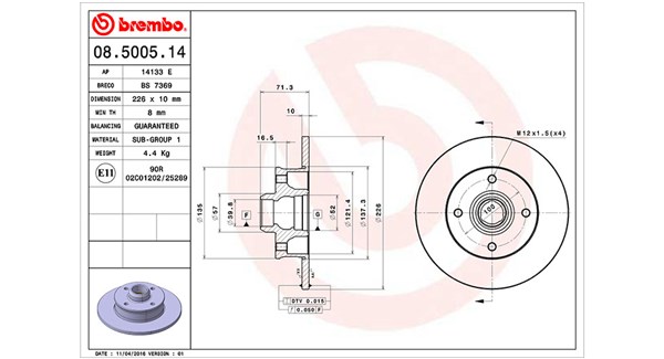 Remschijven Magneti Marelli 360406048300